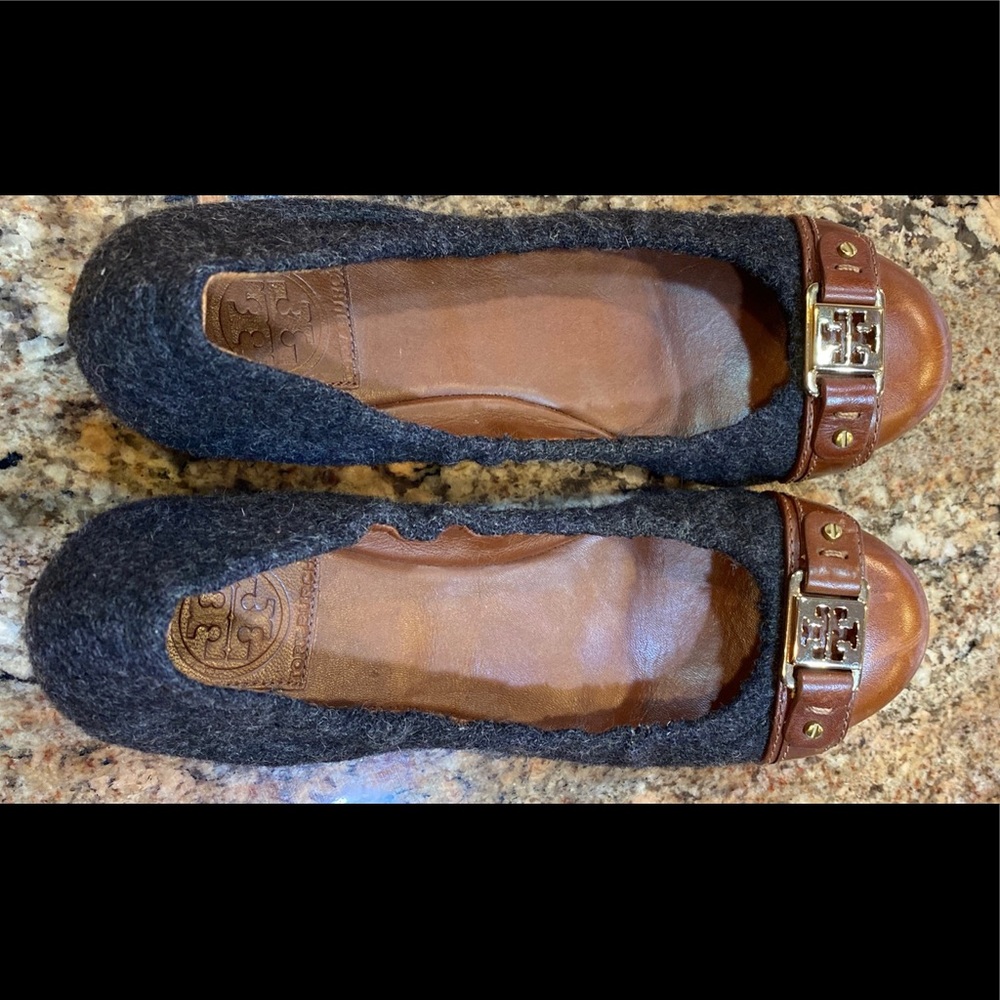 Tory Burch Ambrose Leather & Wool Ballet Flats size 9